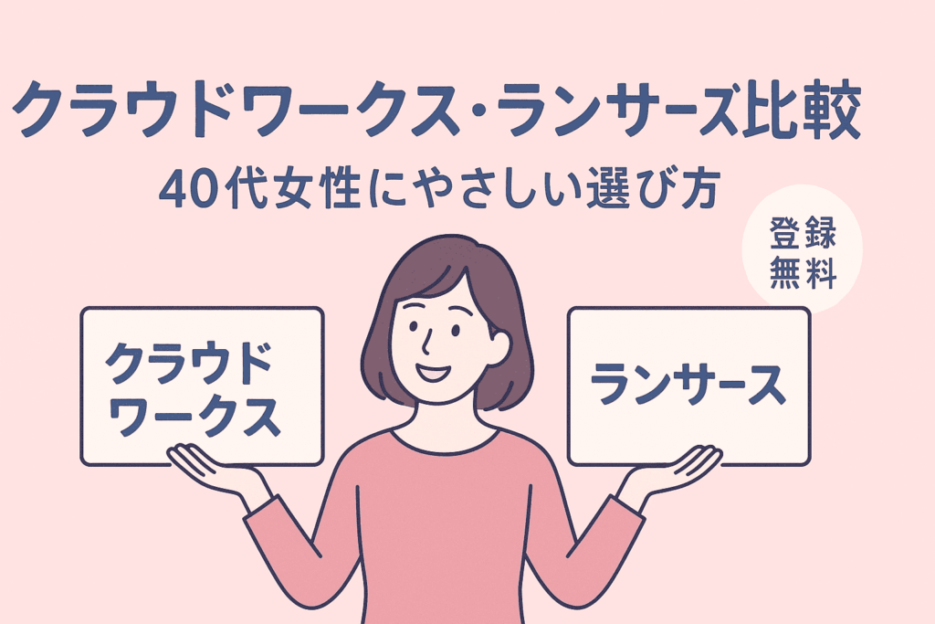 クラウドワークス・ランサーズ比較｜40代女性にやさしい選び方【登録無料】アイキャッチ画像