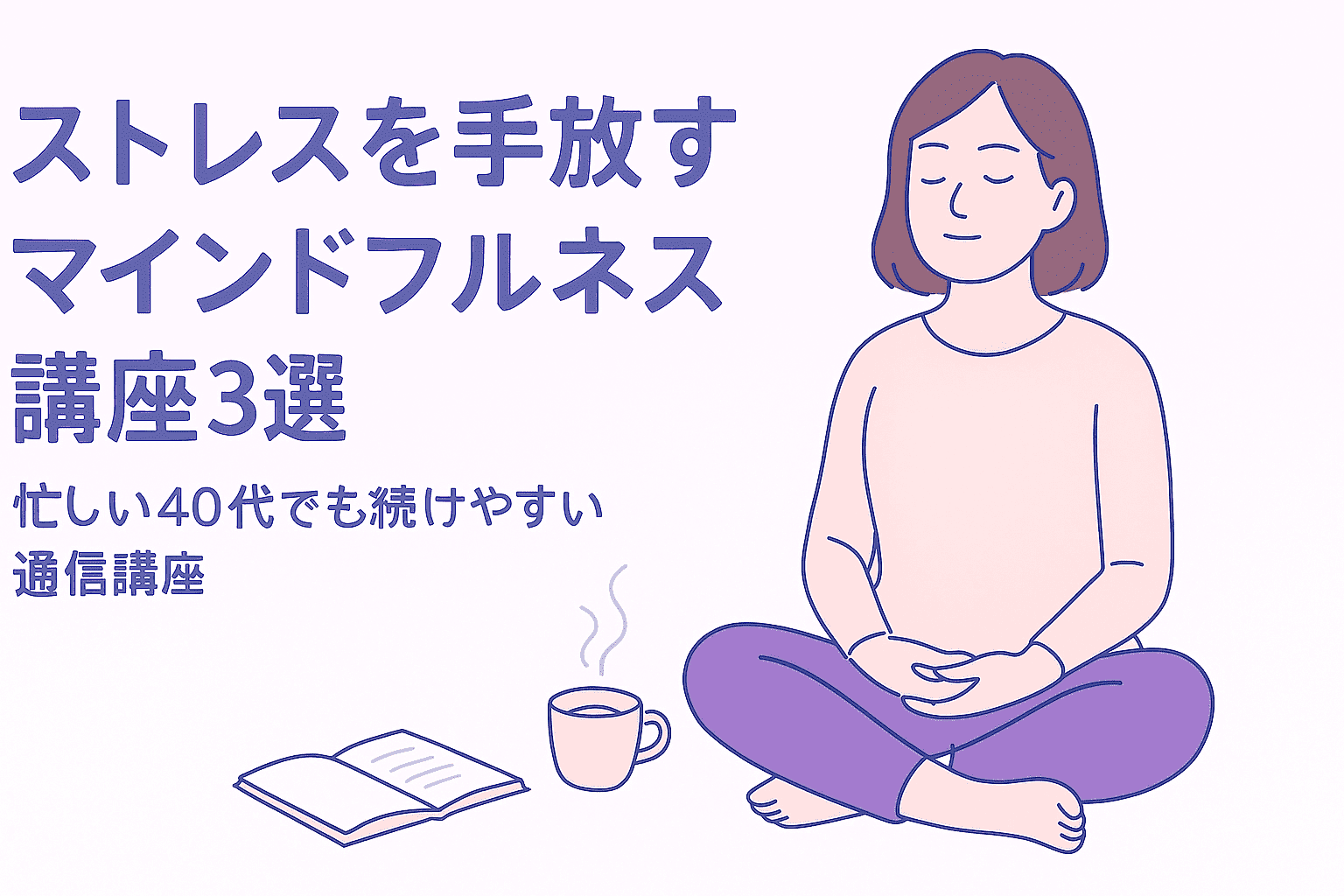 ストレスを手放すマインドフルネス講座3選｜忙しい40代でも続けやすい通信講座アイキャッチ画像