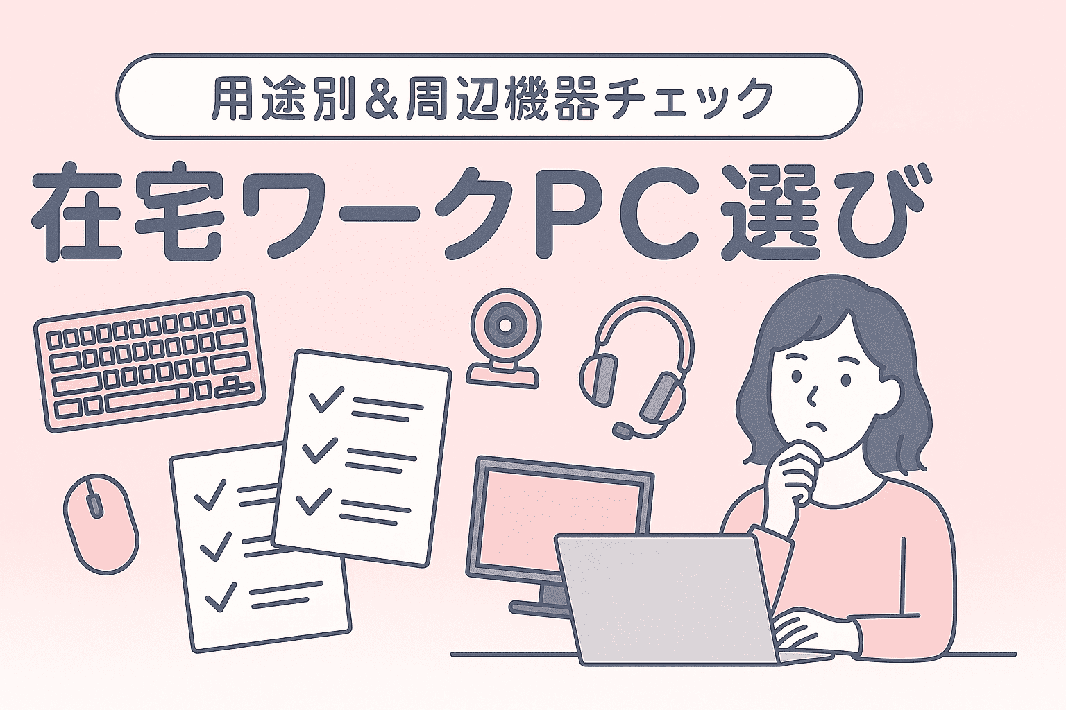 失敗しない在宅ワークPC選び｜用途別の型＆周辺機器チェックリストアイキャッチ画像