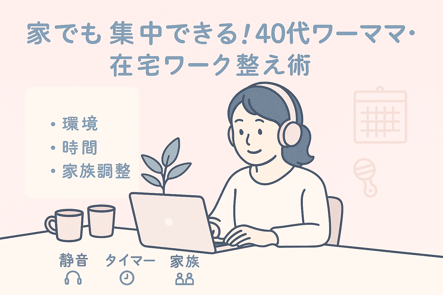 家でも集中できる！40代ワーママ流・在宅ワーク整え術アイキャッチ画像