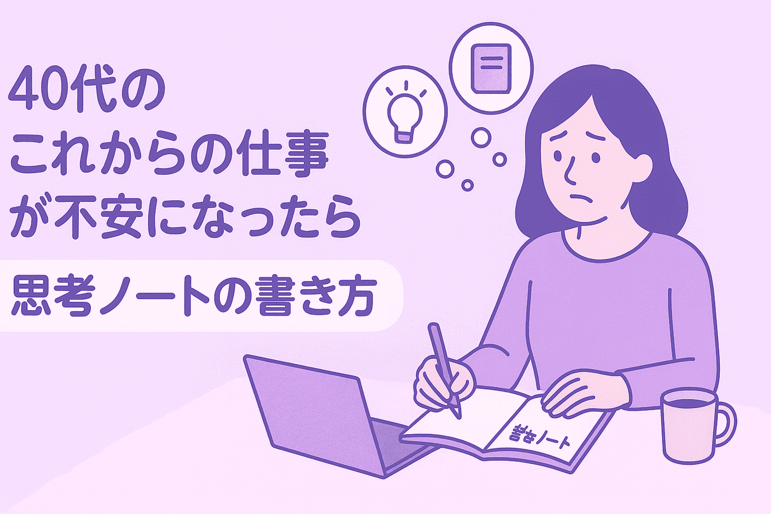 40代で「これからの仕事」が不安になったときに試したい思考ノートの書き方 アイキャッチ画像