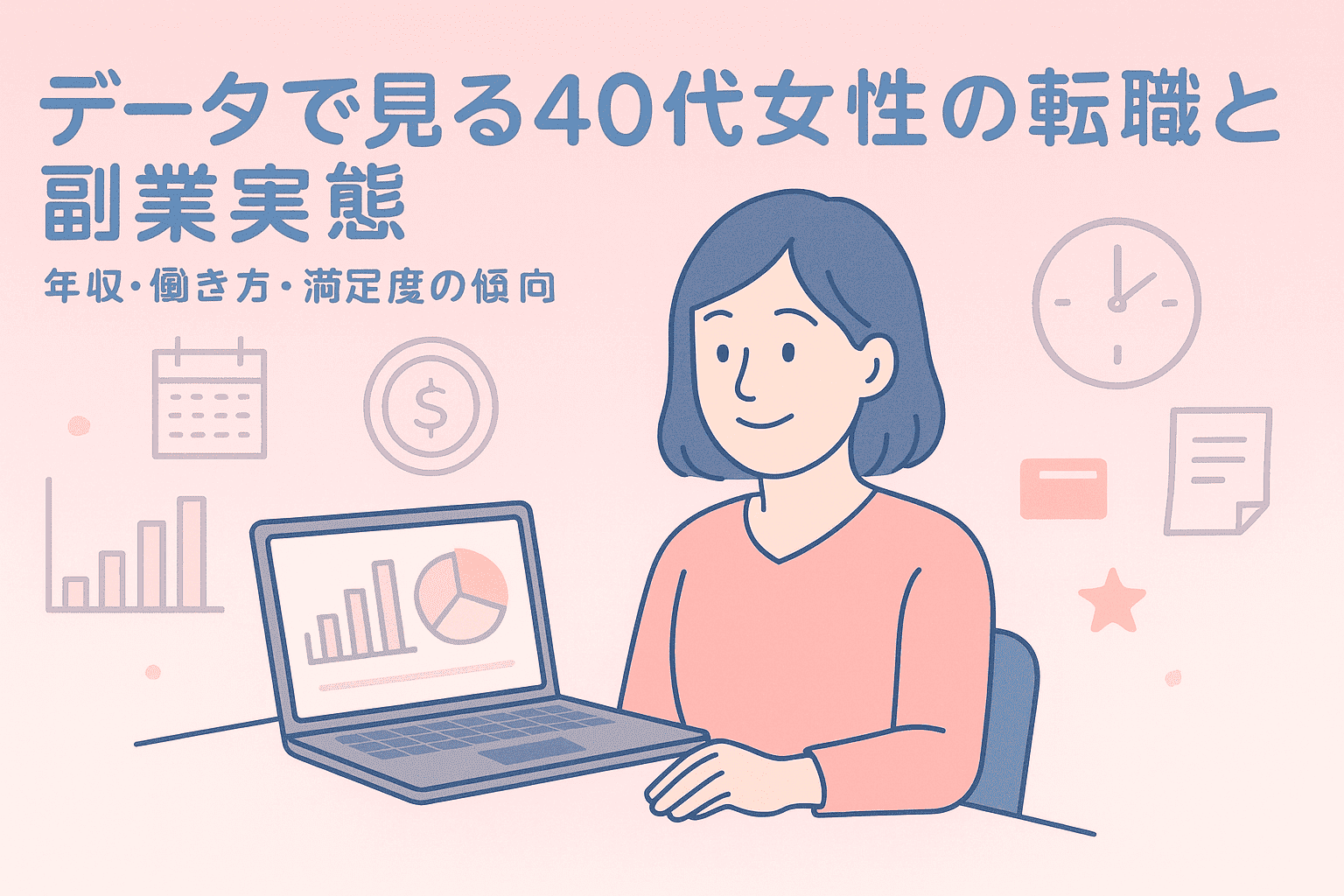 データで見る40代女性の転職と副業実態｜年収・働き方・満足度の傾向 アイキャッチ画像