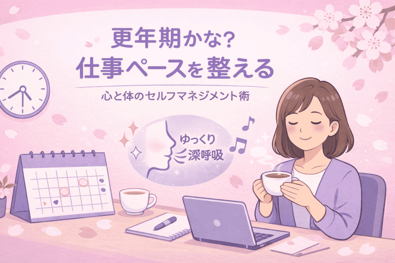 更年期かな？と思ったら仕事ペースをどう整える？｜心と体のセルフマネジメント術アイキャッチ画像