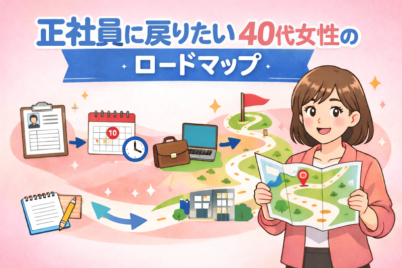 正社員に戻りたい40代女性へ｜パート・派遣からのステップアップ転職ロードマップのアイキャッチ画像